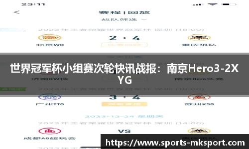 世界冠军杯小组赛次轮快讯战报：南京Hero3-2XYG
